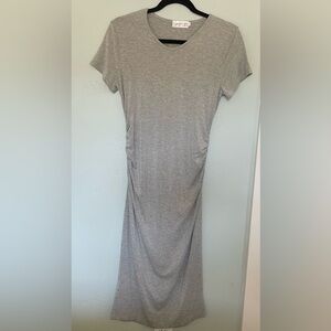 Gray Ruched T-Shirt maternity Dress  size small (stretch)